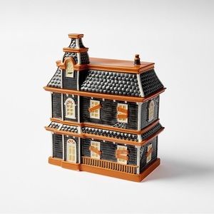 Pottery Barn Spooky and Cute Lidded Haunted House Candy Bowl